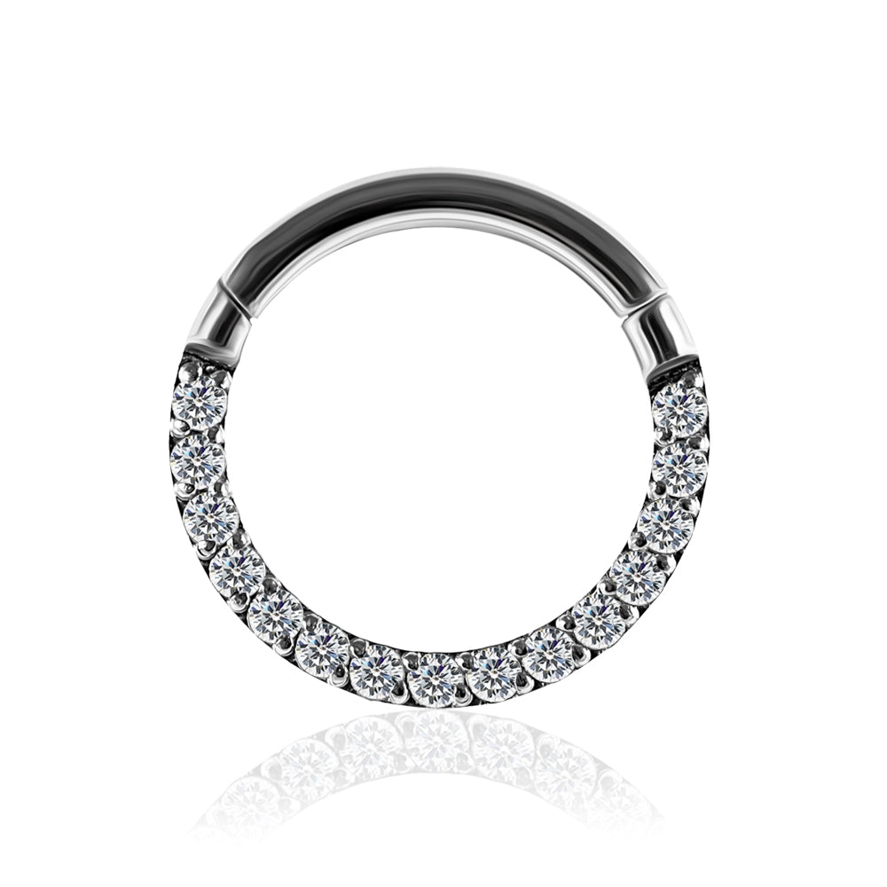 G23 Titanium Pave Crystal Seamless Hinged Clicker Segment Ring