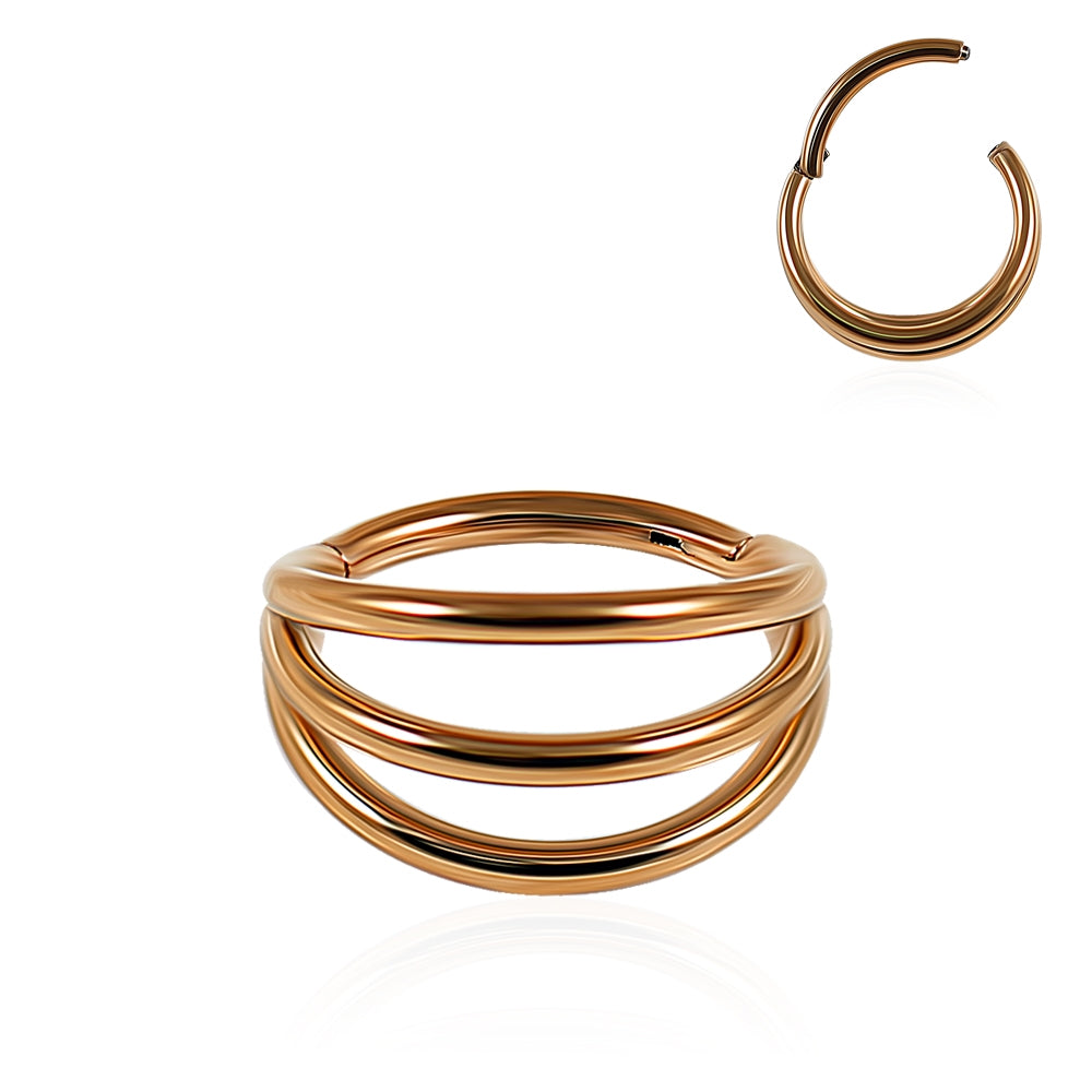 Triple Stack 316L Surgical Steel Hinged Segment Clicker Ring