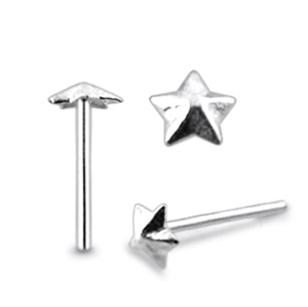 Flat Emboss Star Straight Nose Pin