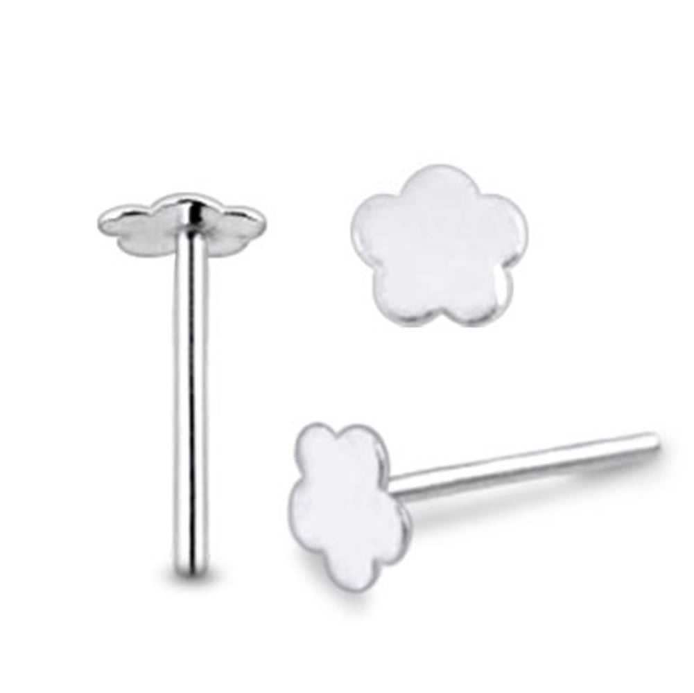 Flat Plain Flower Straight Nose Pin