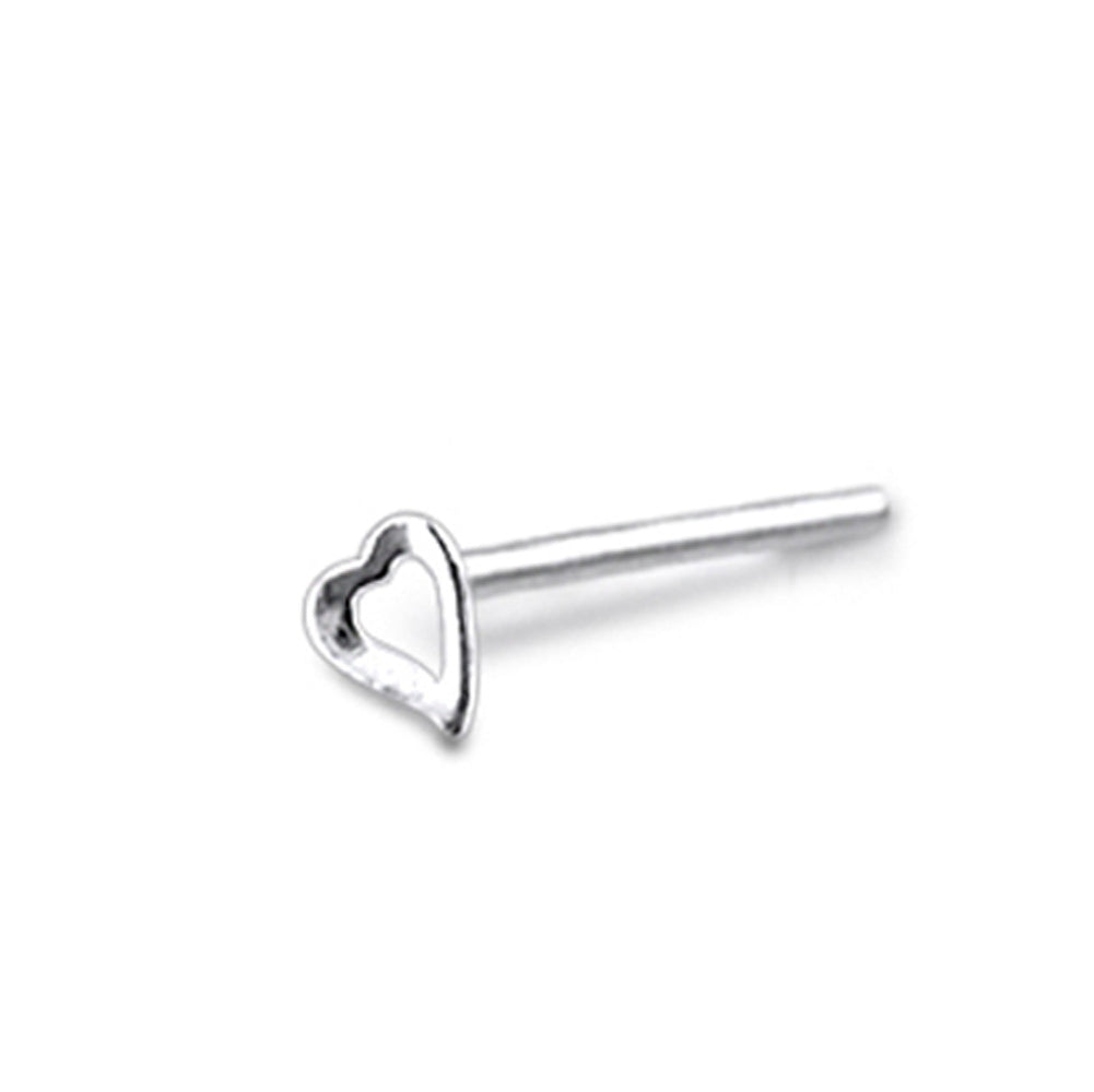 Plain Cut-out Heart Straight Nose Pin
