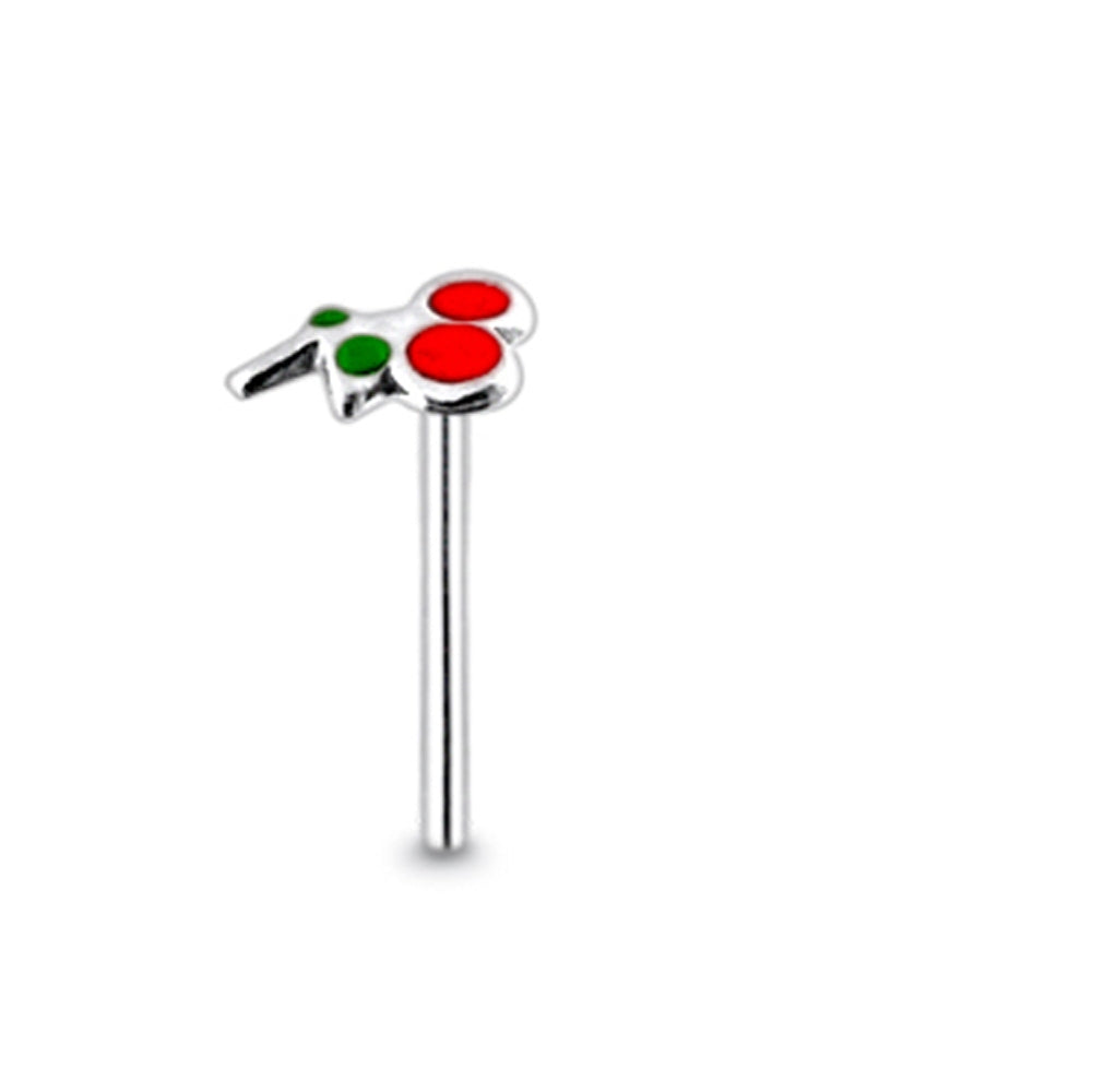 Hand Painted Cherry Straight Nose Pin