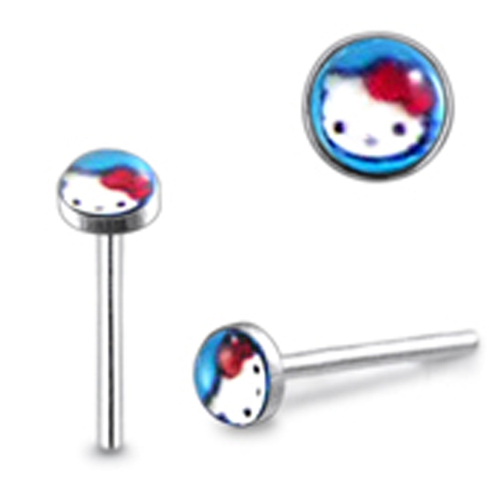 3mm Kitty Logo Straight Nose Pin