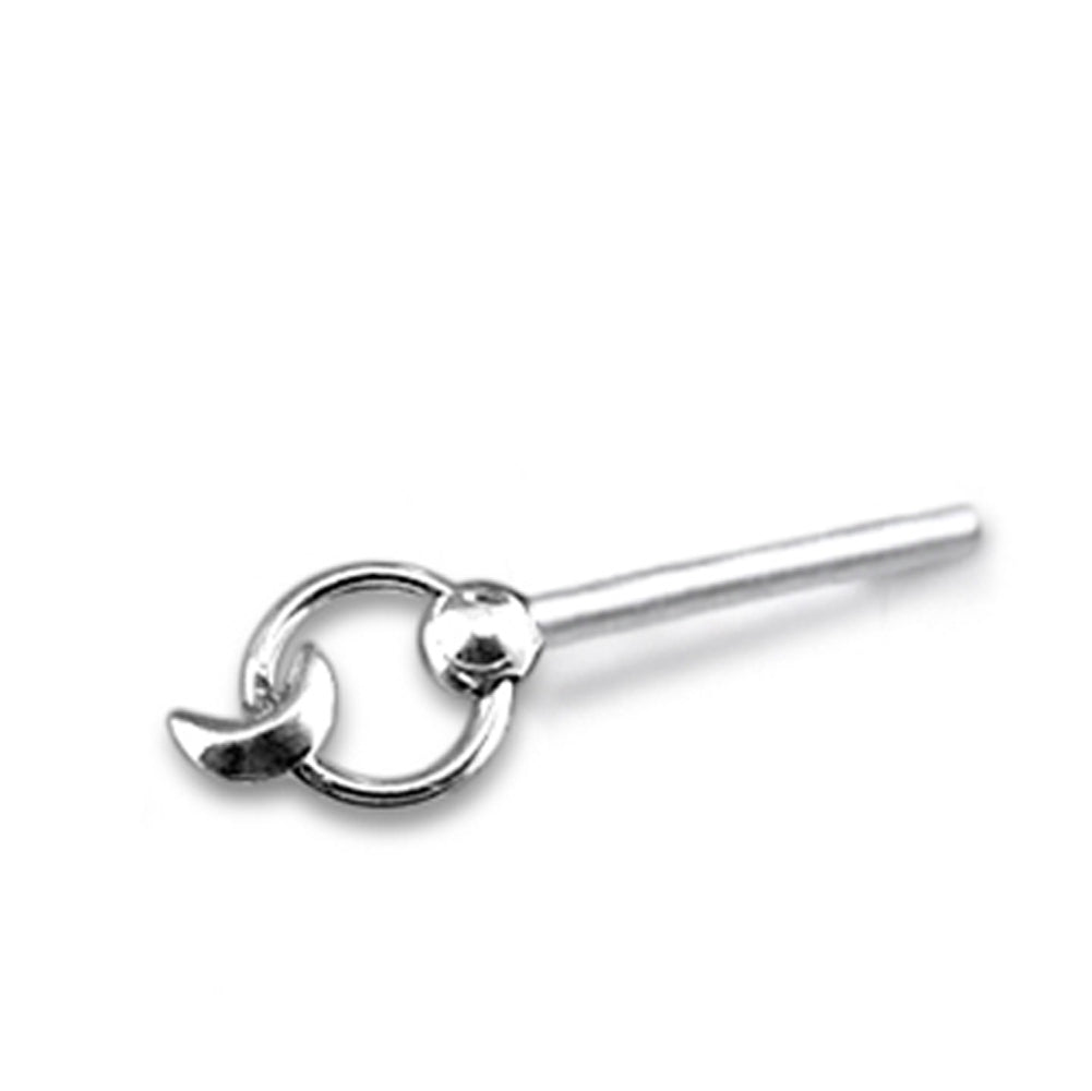 Plain Crescent on Moving Ring Straight Nose Pin