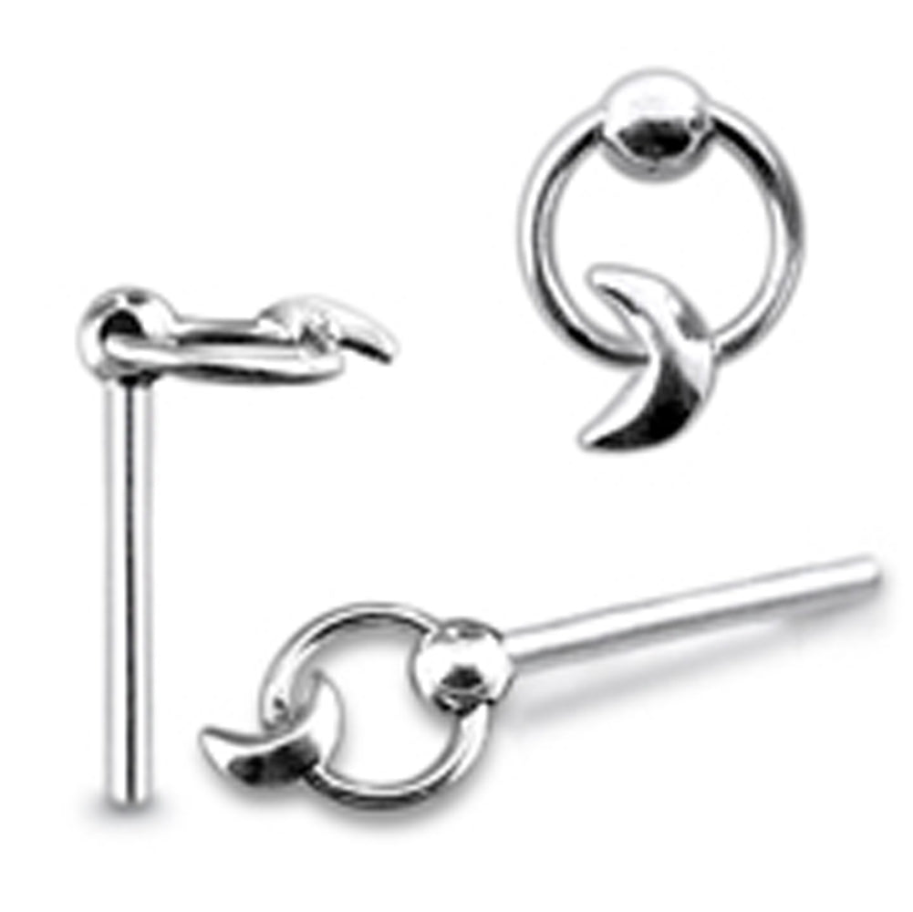 Plain Crescent on Moving Ring Straight Nose Pin