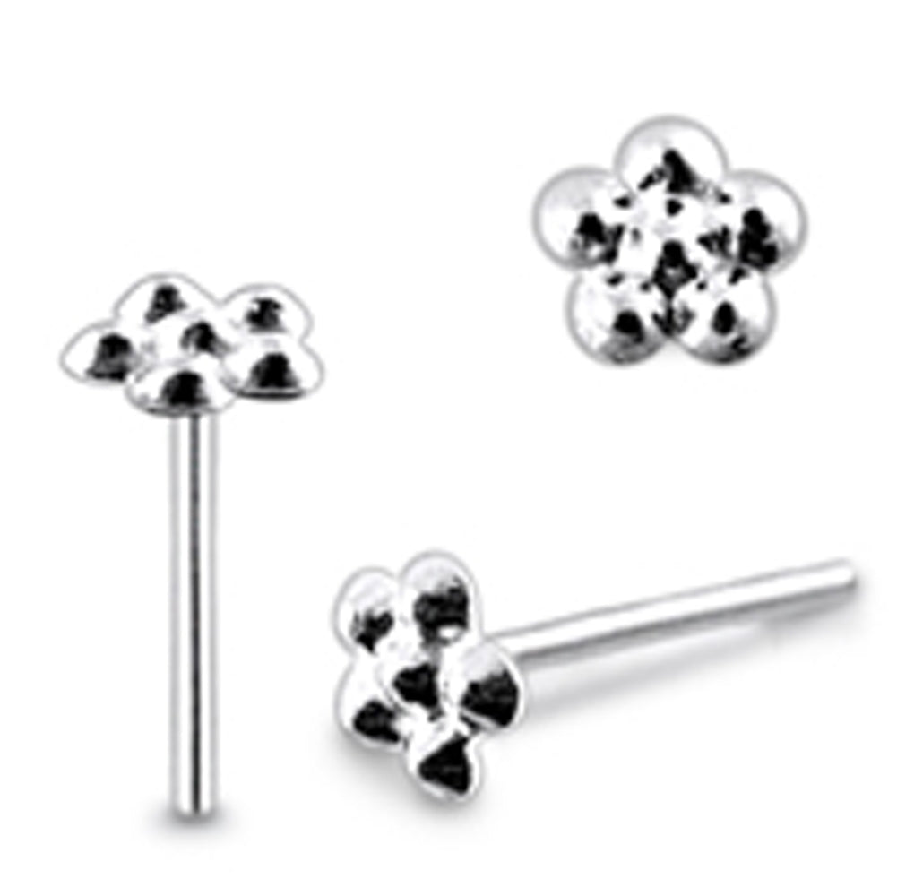Embossed Plain Flower Straight Nose Pin
