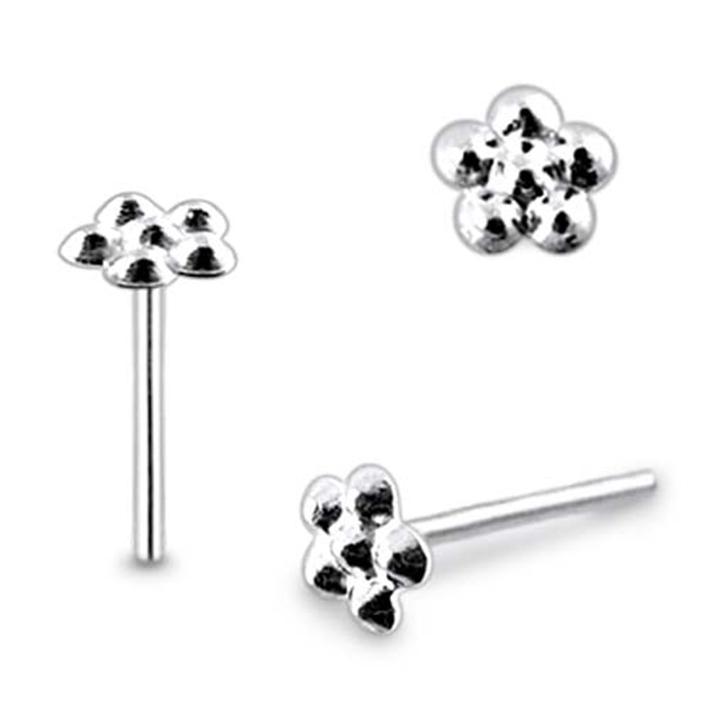Embossed Plain Flower Straight Nose Pin