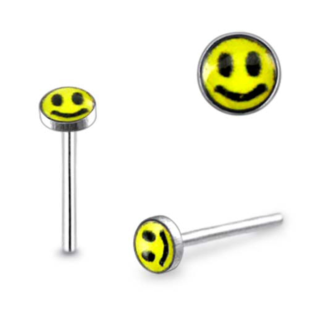3mm Smiley Logo Straight Nose Pin
