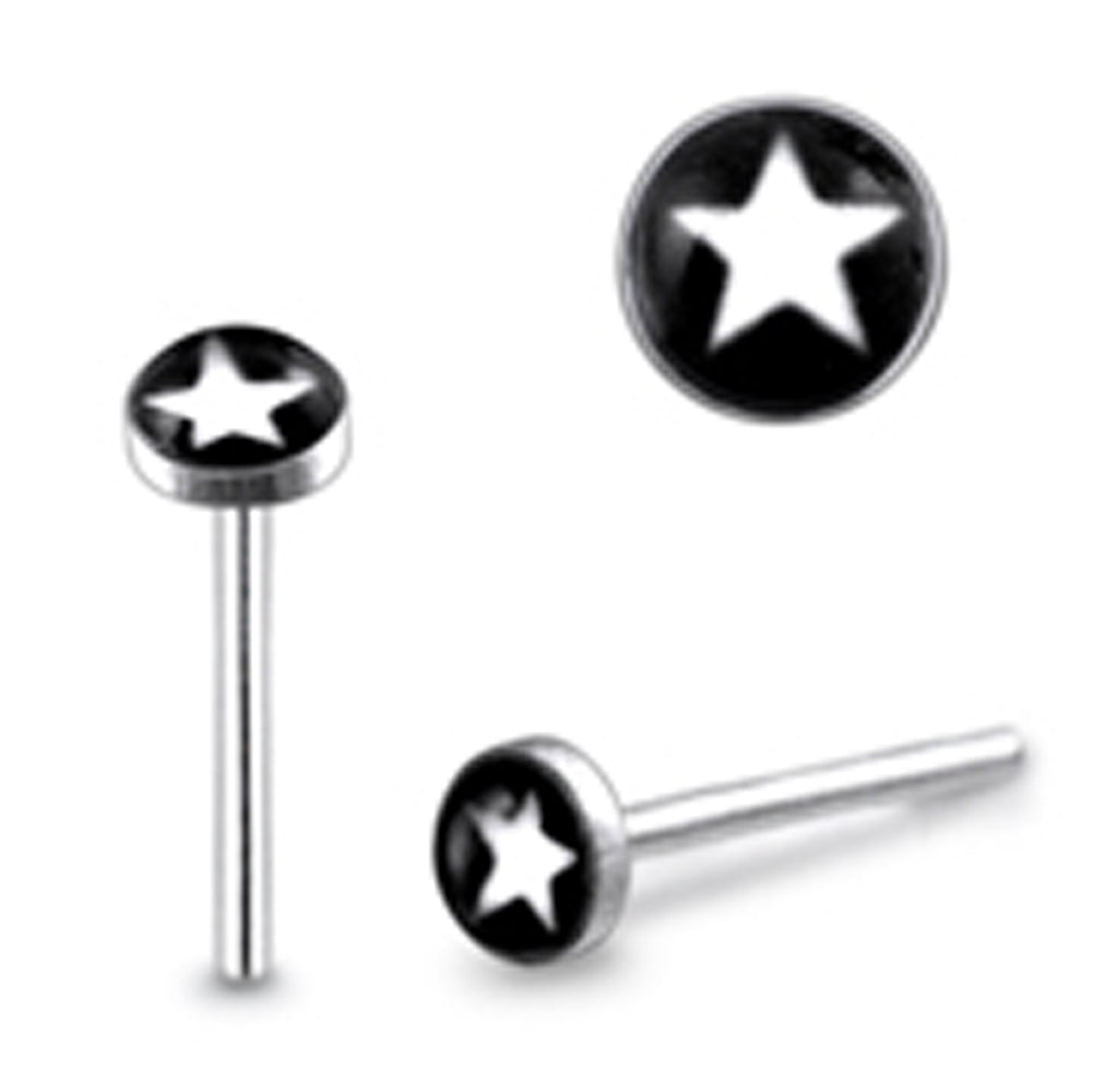 3mm Pentagon Star Logo Straight Nose Pin