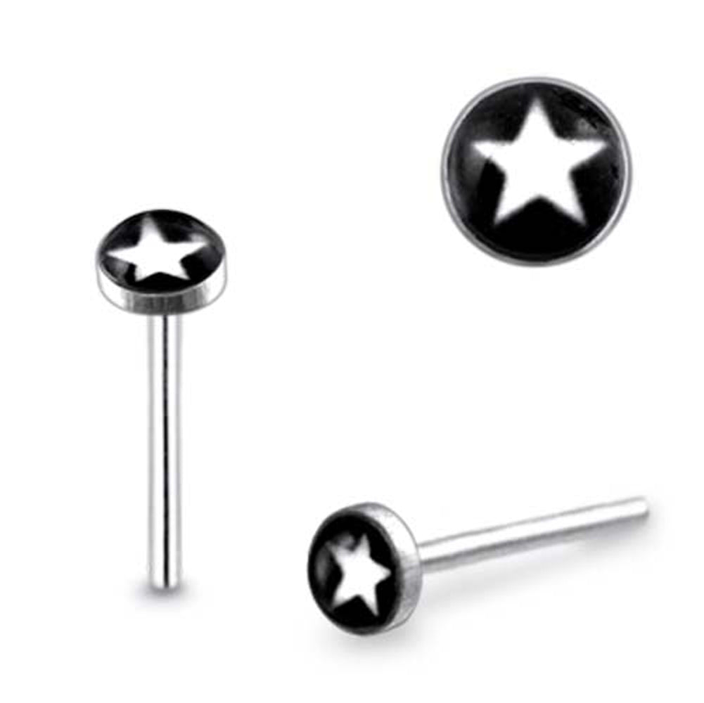 3mm Pentagon Star Logo Straight Nose Pin