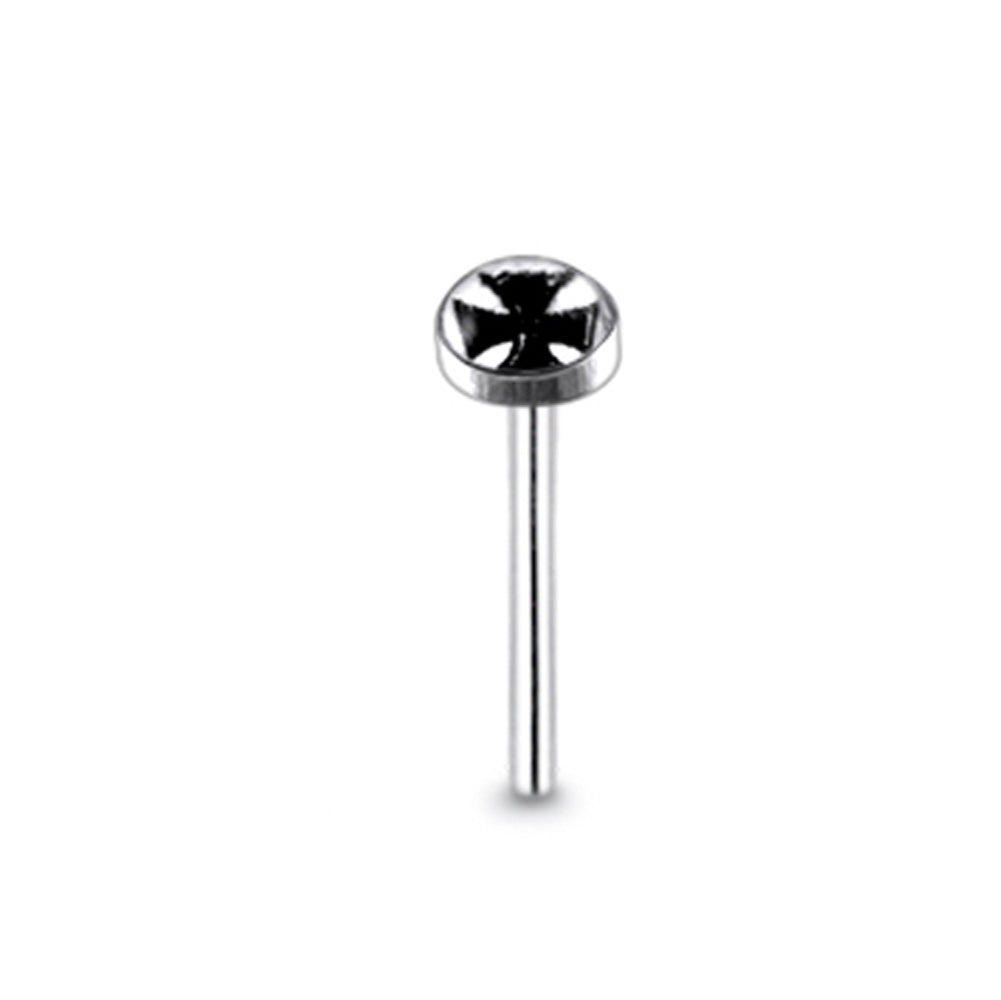 3mm Iron Cross Logo Straight Nose Pin