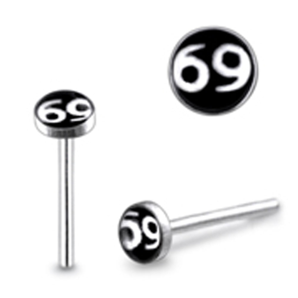 3mm Number Sixty Nine Logo Straight Nose Pin
