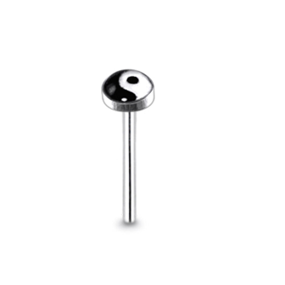 3mm Ying Yang Logo Straight Nose Pin