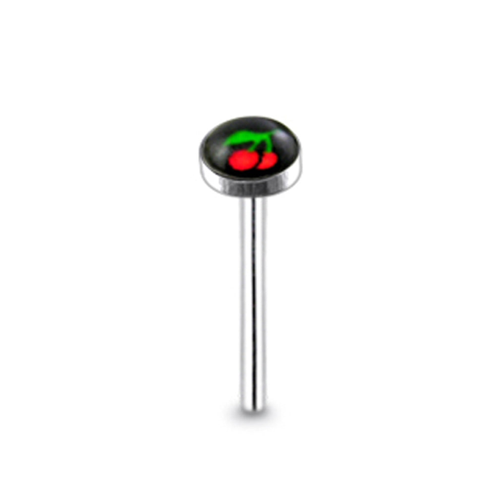 3mm Cherry Logo Straight Nose Pin