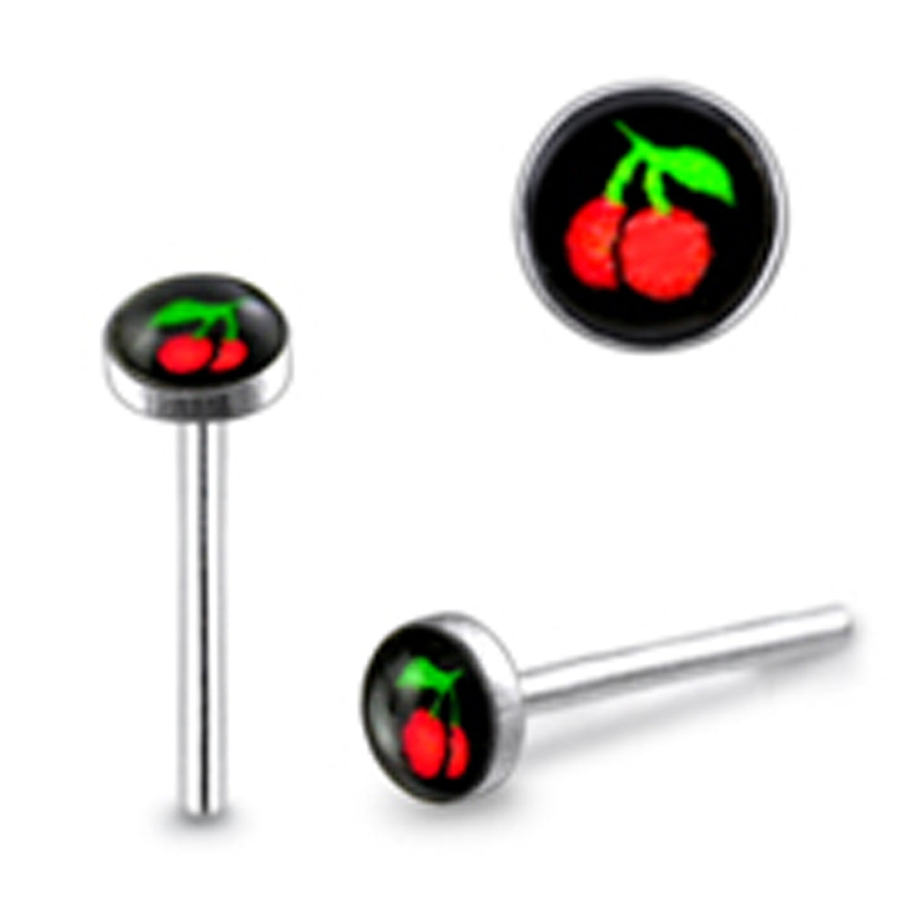 3mm Cherry Logo Straight Nose Pin