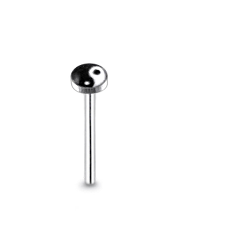 2mm Ying Yang Logo Straight Nose Pin