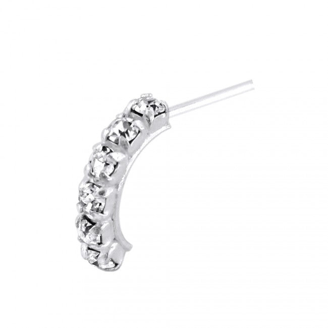 925 Sterling Silver Six CZ Stones Curved Nose Stud