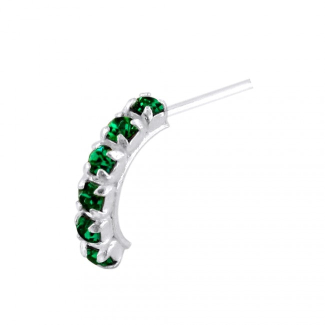 925 Sterling Silver Six CZ Stones Curved Nose Stud