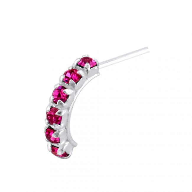 925 Sterling Silver Six CZ Stones Curved Nose Stud