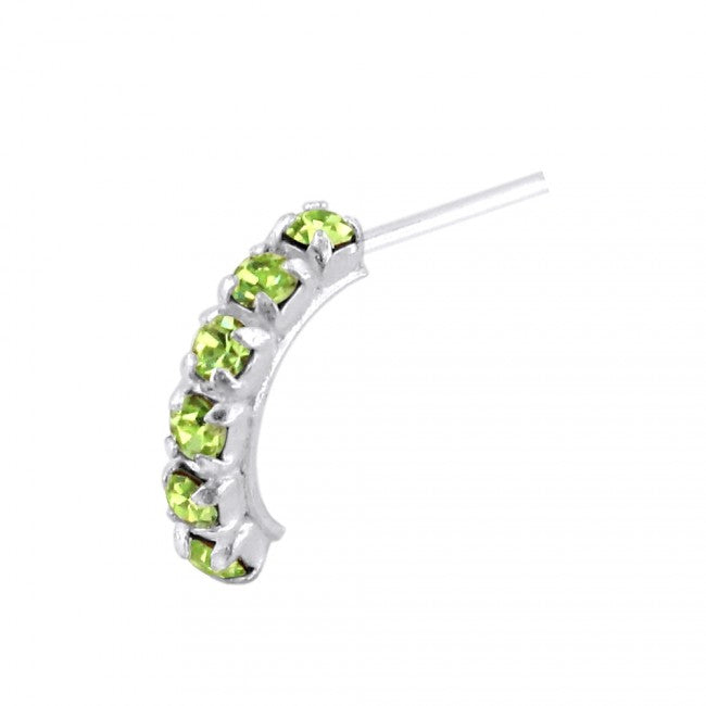 925 Sterling Silver Six CZ Stones Curved Nose Stud