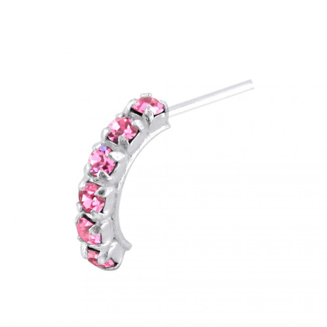 925 Sterling Silver Six CZ Stones Curved Nose Stud