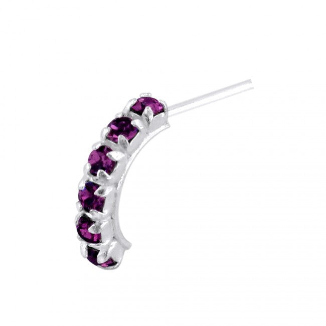 925 Sterling Silver Six CZ Stones Curved Nose Stud