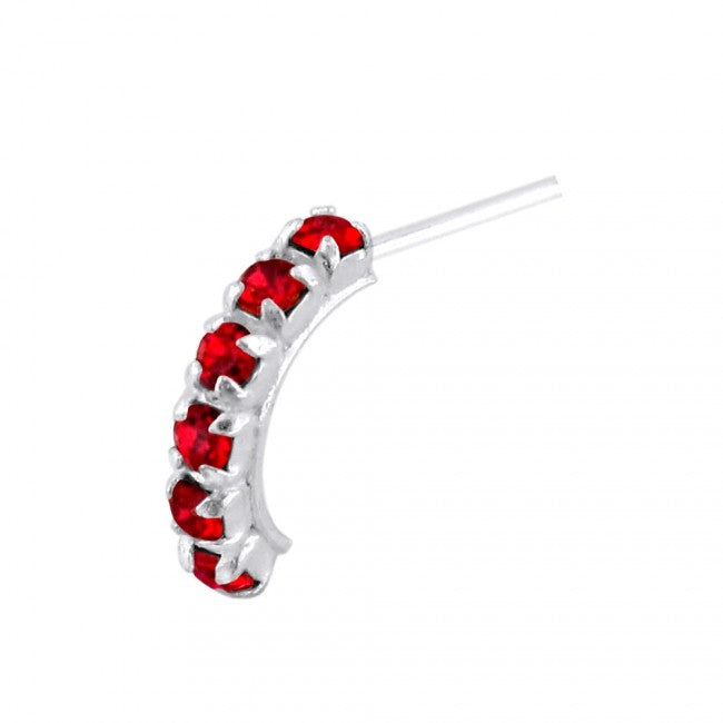 925 Sterling Silver Six CZ Stones Curved Nose Stud