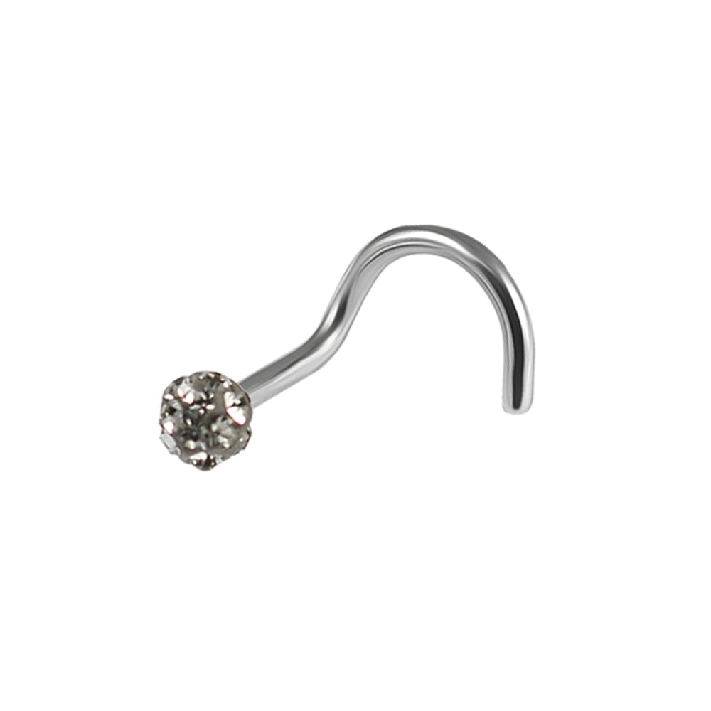 20G Surgical Steel Ferido Ball Jeweled Nose Screw Stud Blue Zircon
