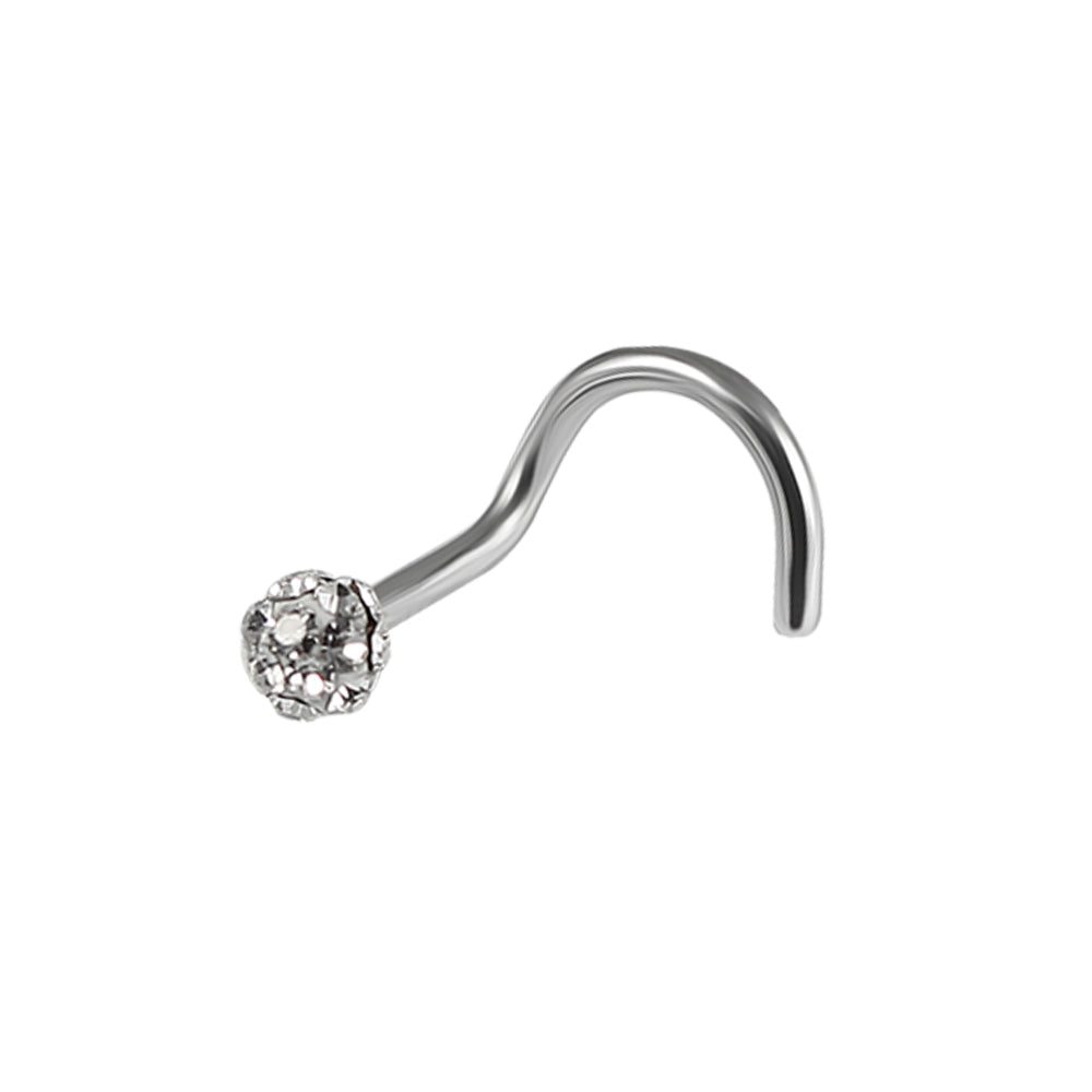 20G Surgical Steel Ferido Ball Jeweled Nose Screw Stud Peridot Green