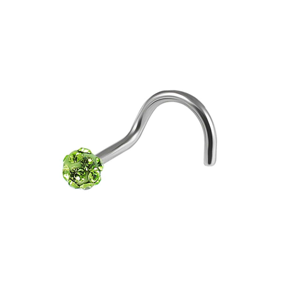 20G Surgical Steel Ferido Ball Jeweled Nose Screw Stud Black Diamond