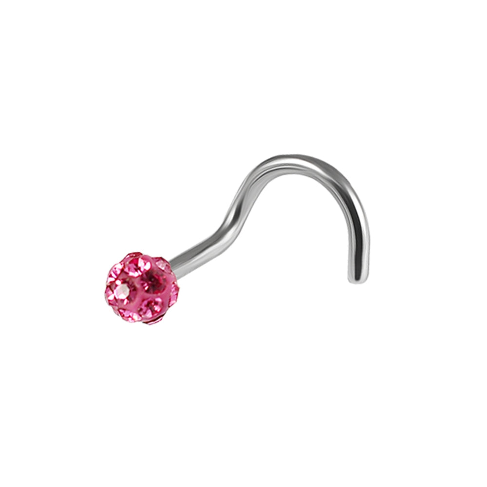 20G Surgical Steel Ferido Ball Jeweled Nose Screw Stud Red