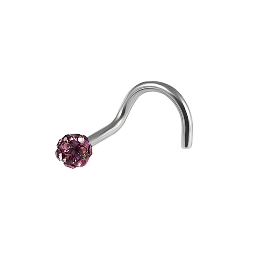 20G Surgical Steel Ferido Ball Jeweled Nose Screw Stud Dark Blue