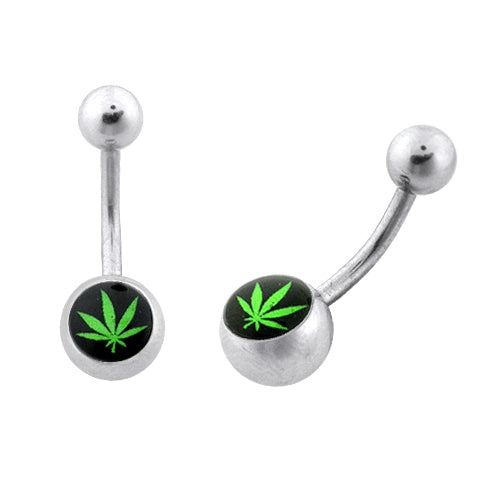 316L Marijuana Logo Belly Ring