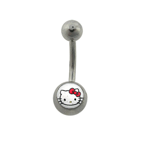 316L Hello Kitty Logo Belly Ring