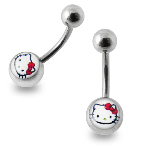 316L Hello Kitty Logo Belly Ring
