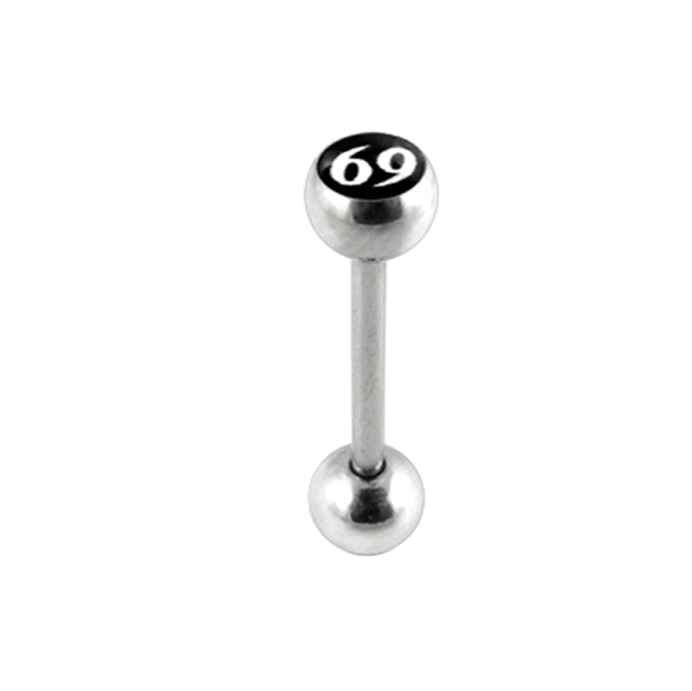 White 69 Logo Tongue Ring