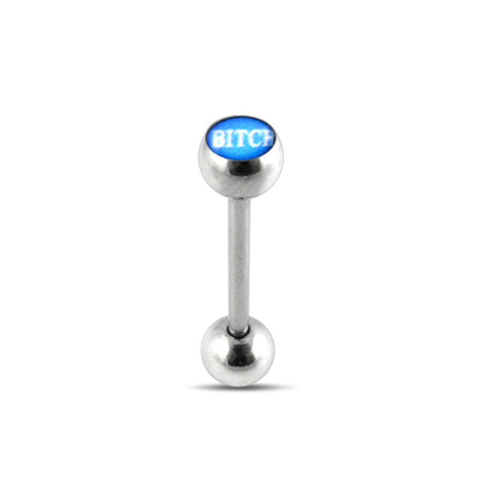Bitch Logo Tongue Barbell Ring