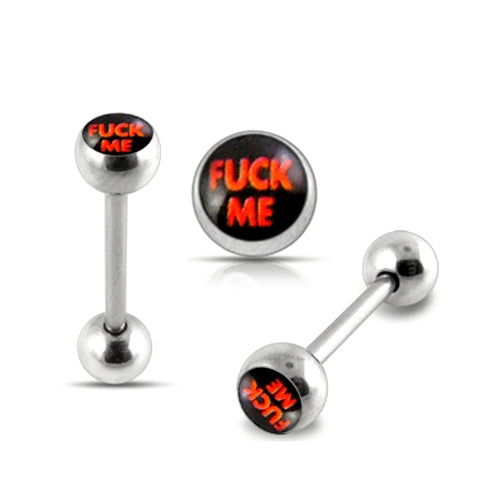"FUCK ME" Logo Tongue Ring