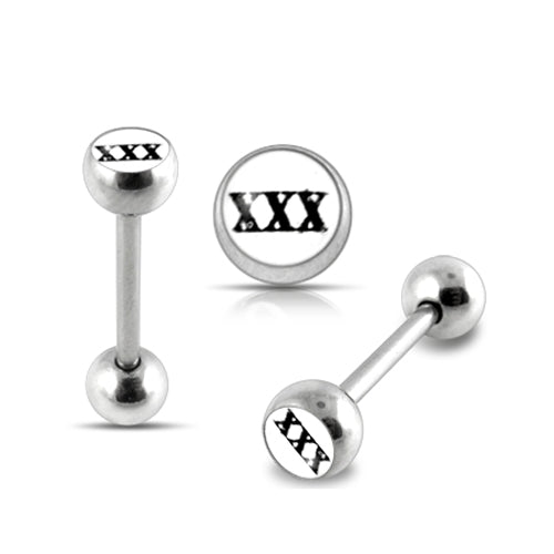 White Triple X Logo Tongue Ring