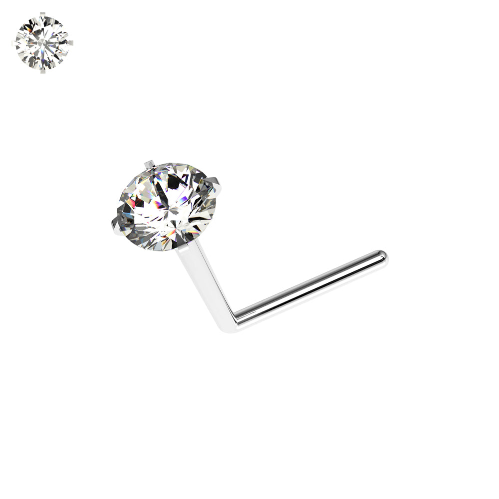 20G Surgical Steel 2MM CZ Stone Nose Stud
