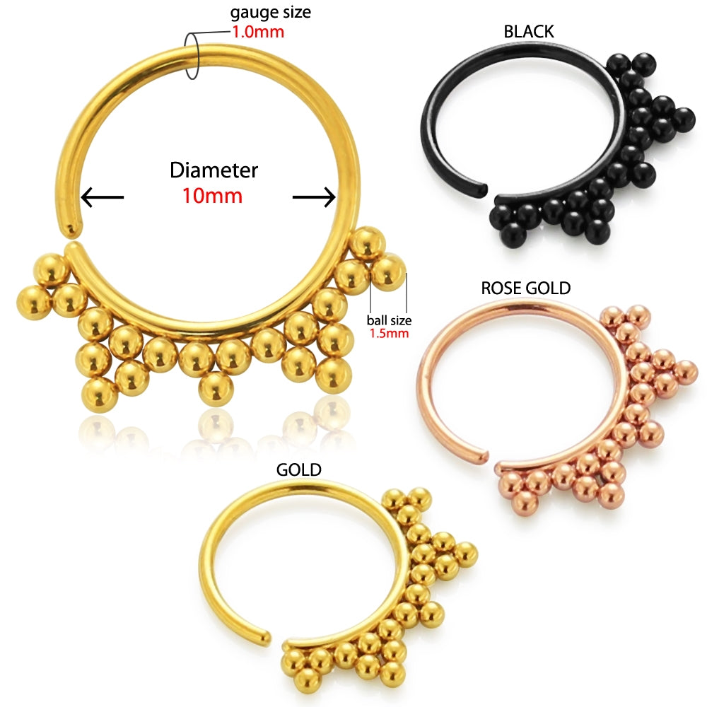 Dots in Triangles Cartilage, Tragus, Septum Ring Jewelry Black