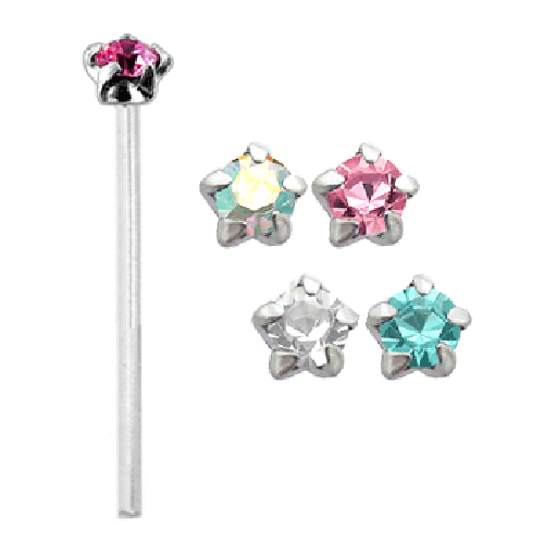 Star Set Long Straight Nose Pin