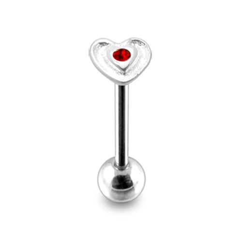 316L Surgical Grade Steel Jeweled Heart Flower Tongue Ring body Jewelry