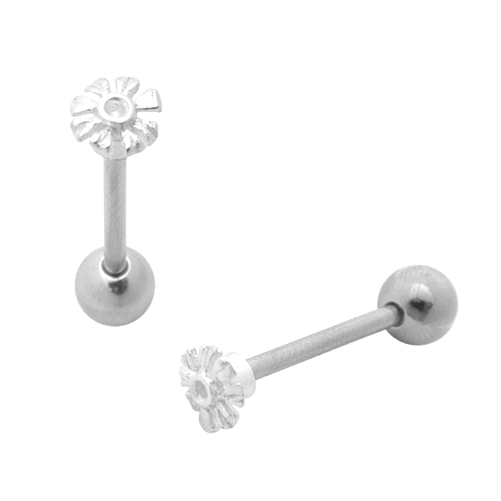 Zenia Flower Plain Tongue Ring