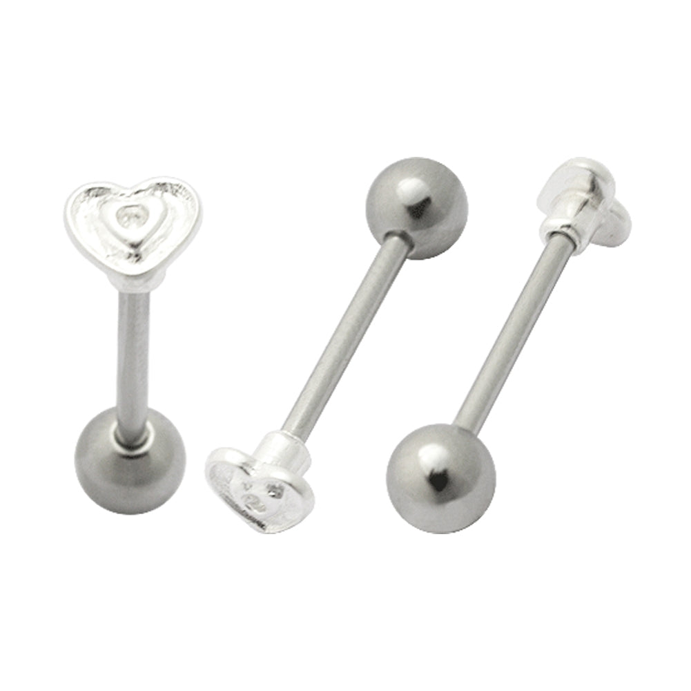 Engraved Heart Plain Tongue Ring