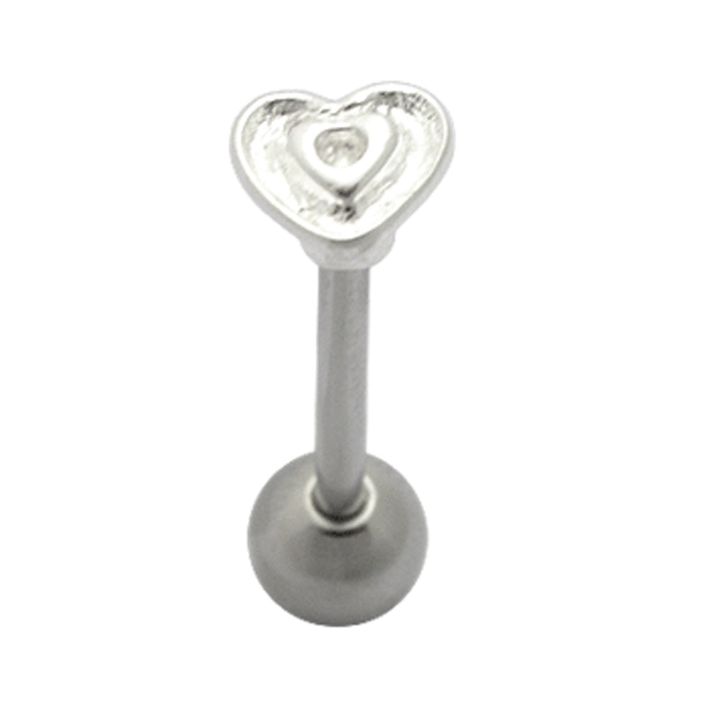 Engraved Heart Plain Tongue Ring