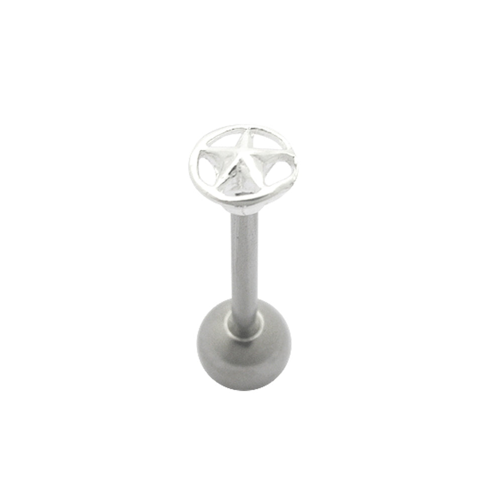 Pentagon Star in Circle Plain Tongue Ring