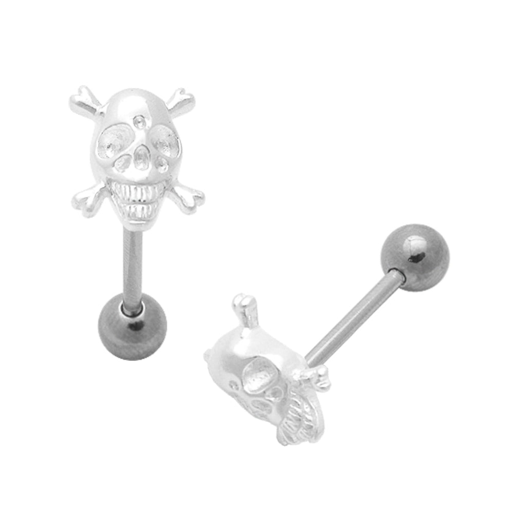Skull and Cross Bones Plain Tongue Ring
