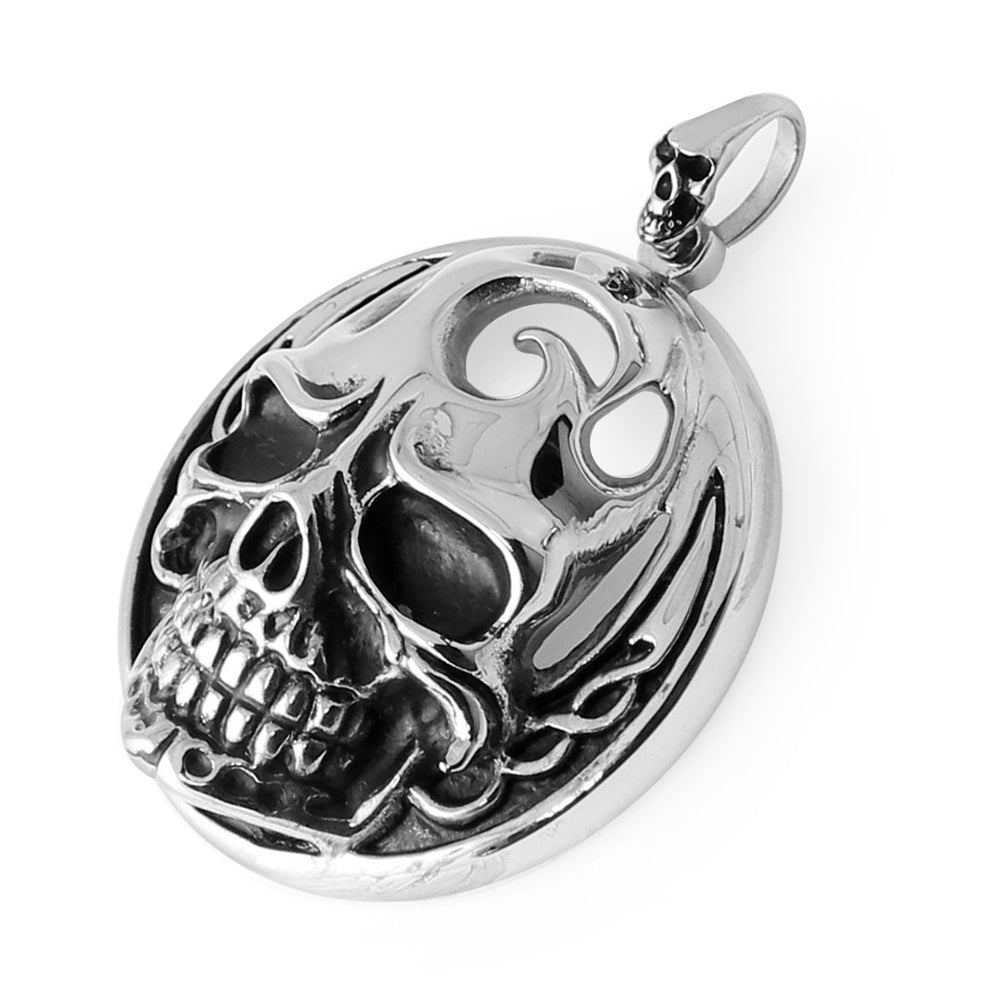 Stainless Steel Burning Skull Pendant