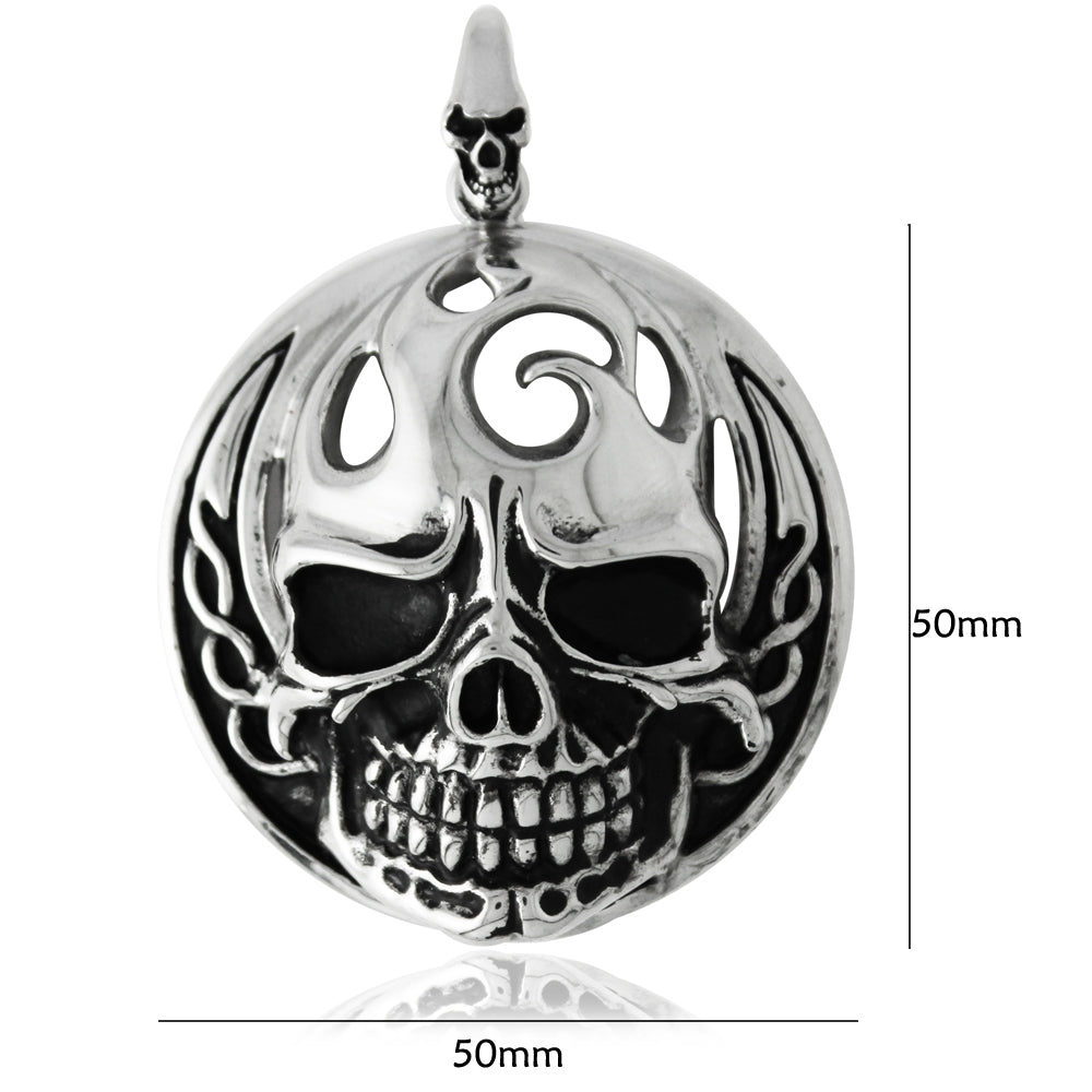 Stainless Steel Burning Skull Pendant